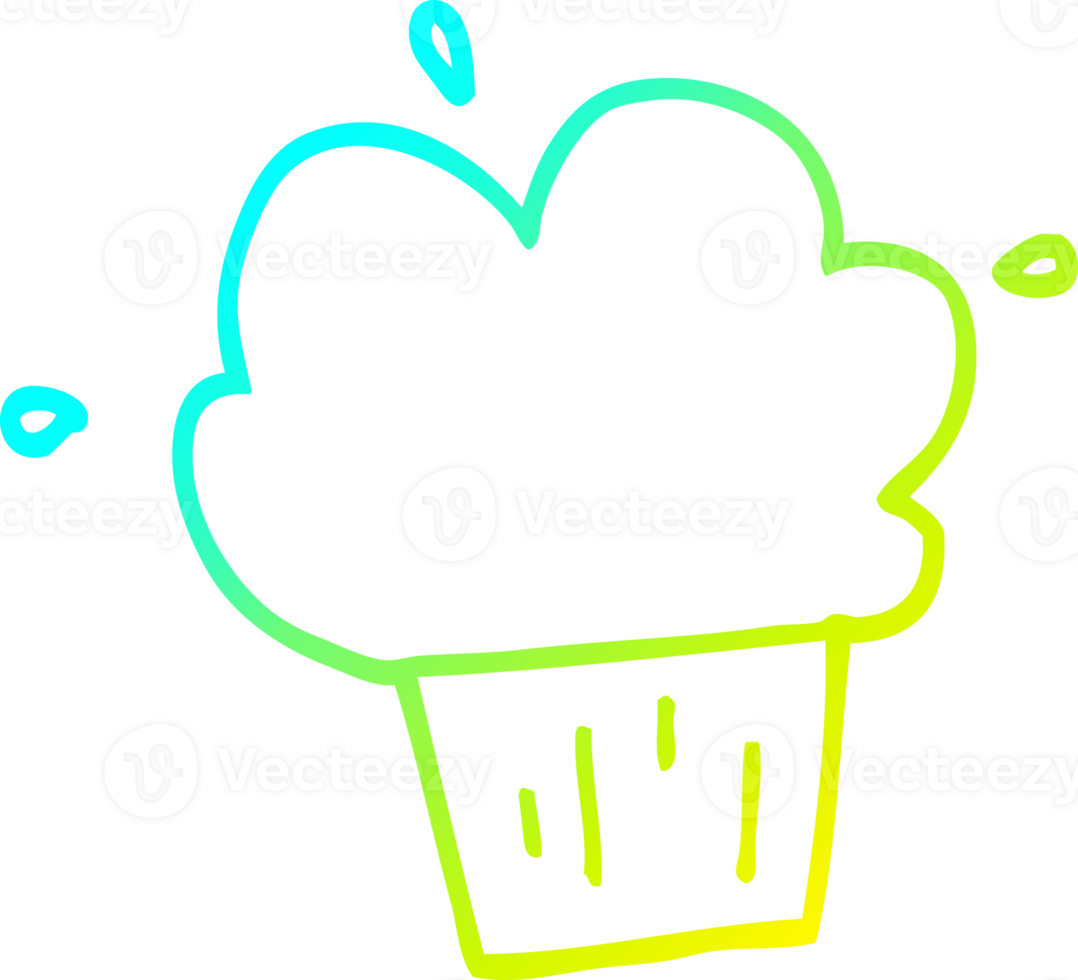 cold gradient line drawing of a cartoon cupcake png