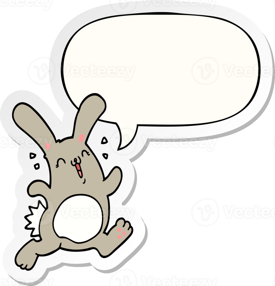 cartoon rabbit with speech bubble sticker png