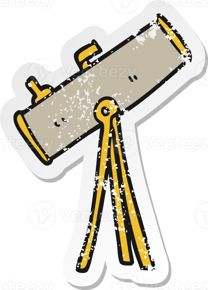 retro distressed sticker of a cartoon telescope png
