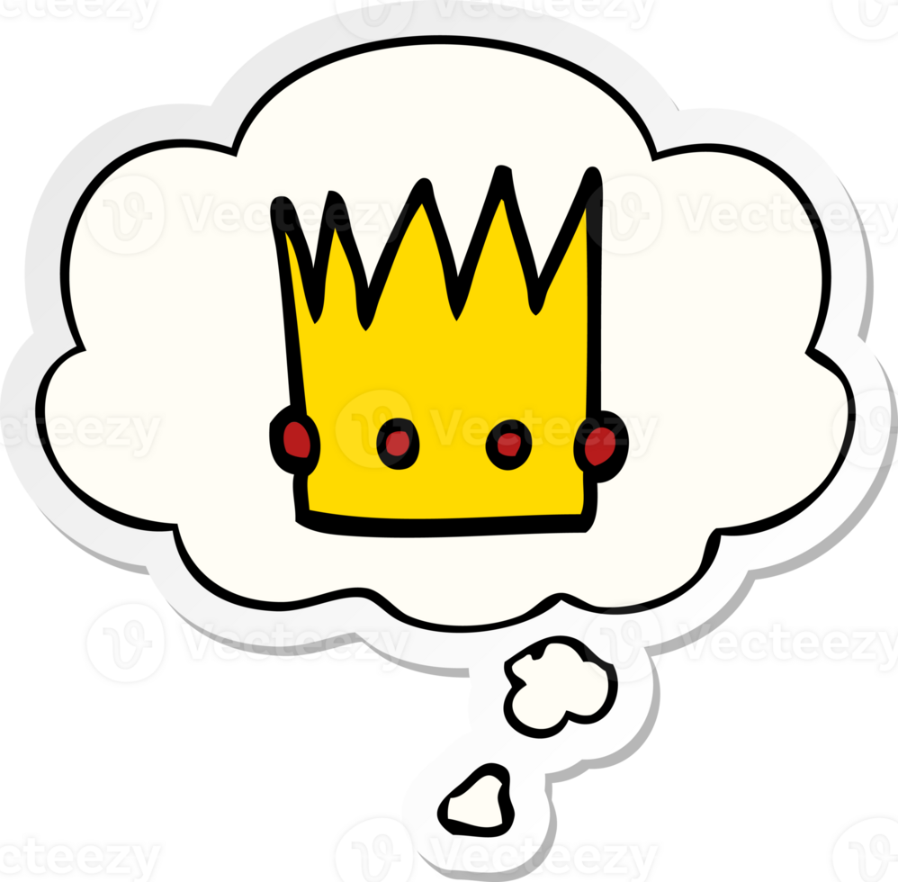 cartoon crown with thought bubble as a printed sticker png