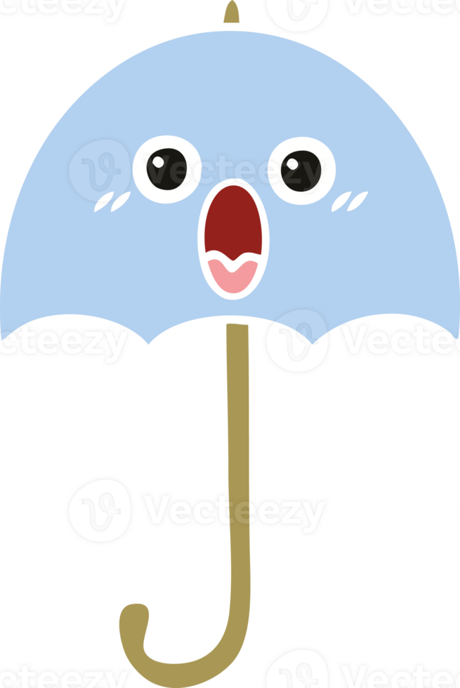 flat color retro cartoon of a umbrella png