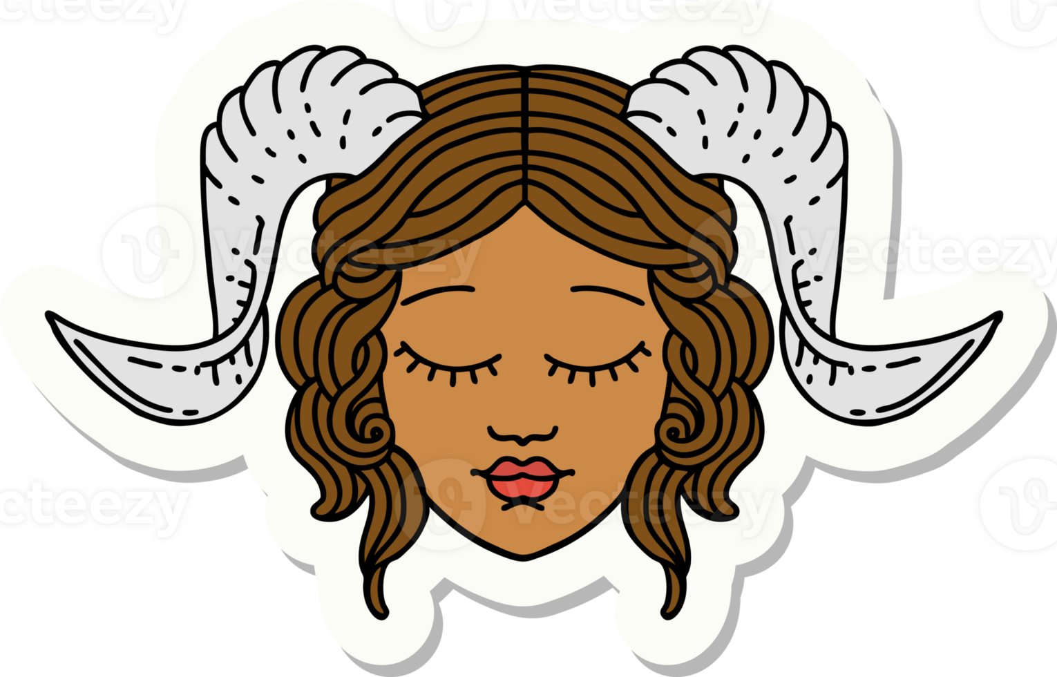 sticker of a tiefling character face png