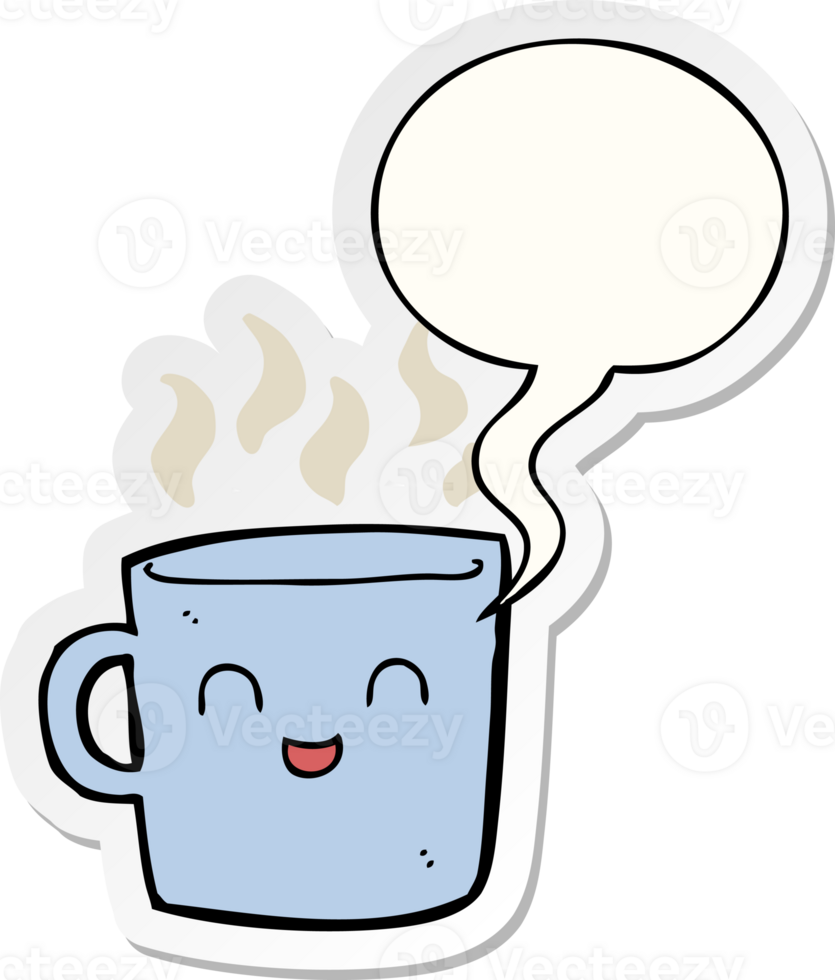 cute coffee cup cartoon with speech bubble sticker png