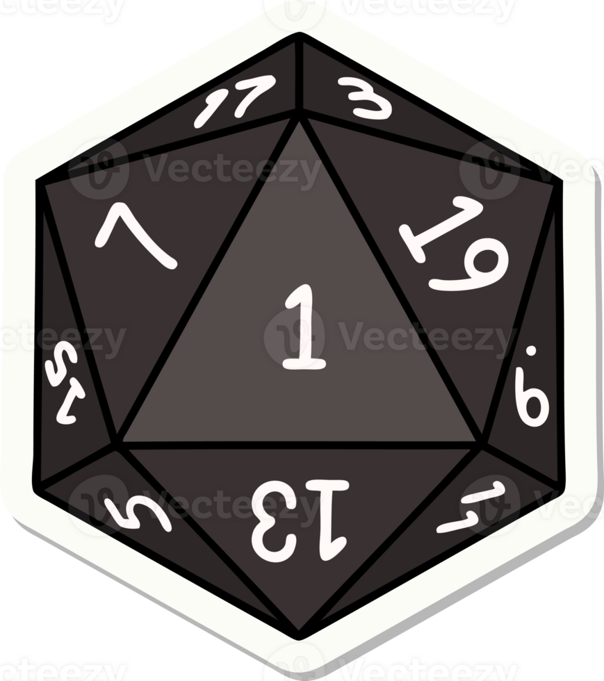 sticker of a natural 1 D20 dice roll png