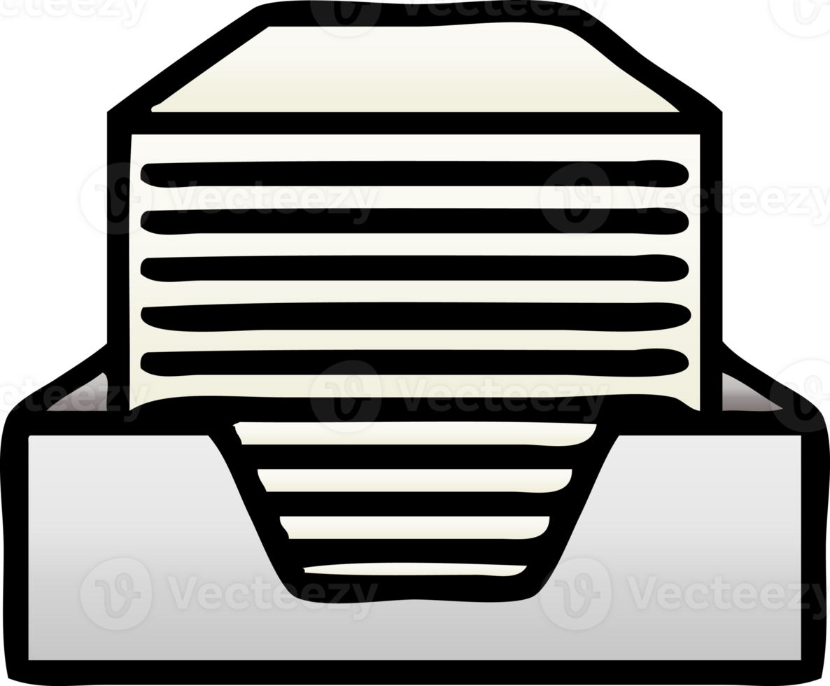 gradient shaded cartoon of a stack of office papers png