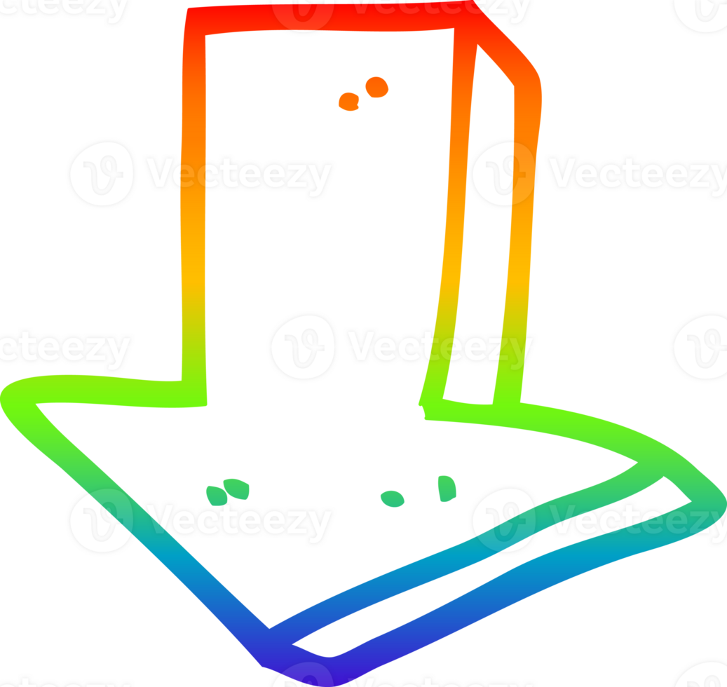 rainbow gradient line drawing of a cartoon arrow pointing direction png