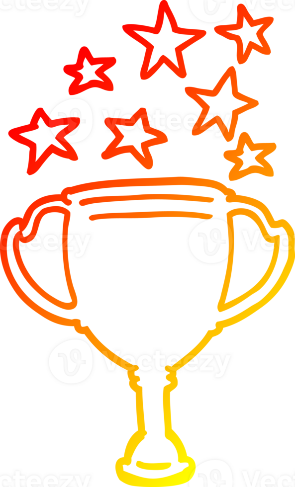 warm gradient line drawing of a cartoon sports trophy png
