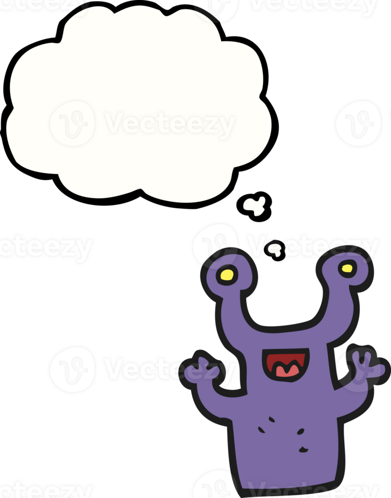 hand drawn thought bubble cartoon little alien png