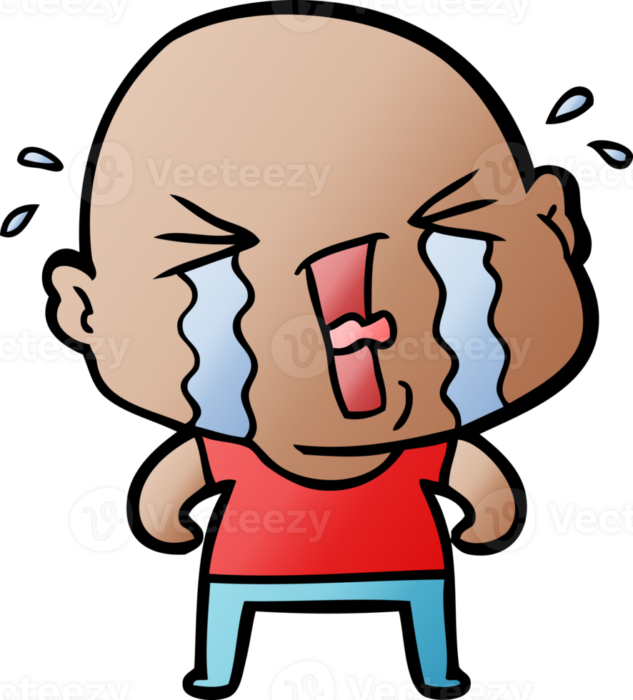cartoon crying bald man png