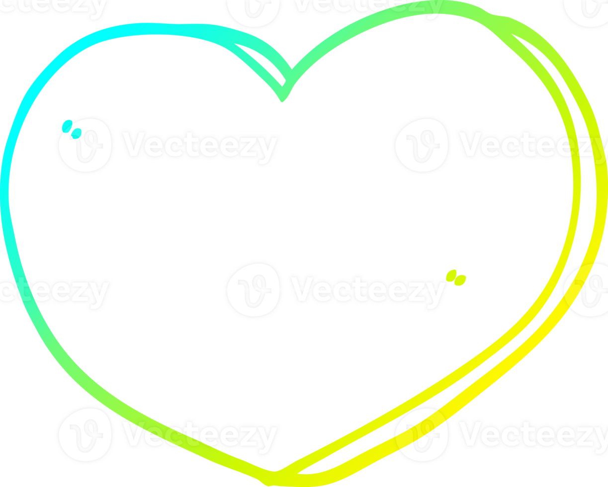cold gradient line drawing of a cartoon heart png