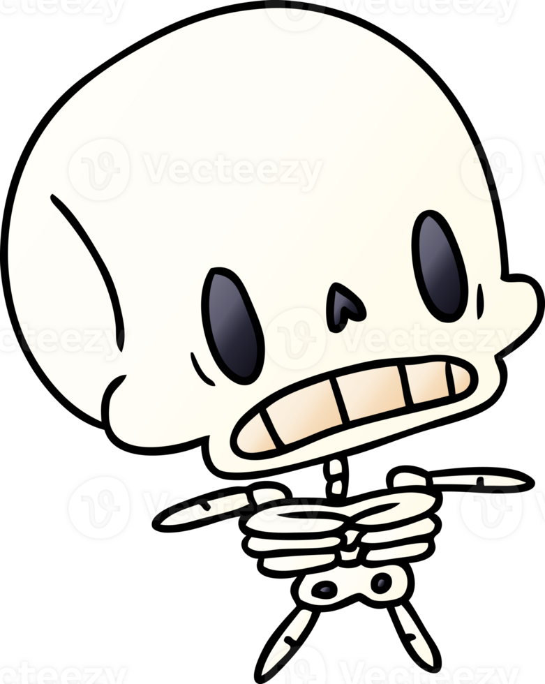 gradient cartoon illustration kawaii cute dead skeleton png