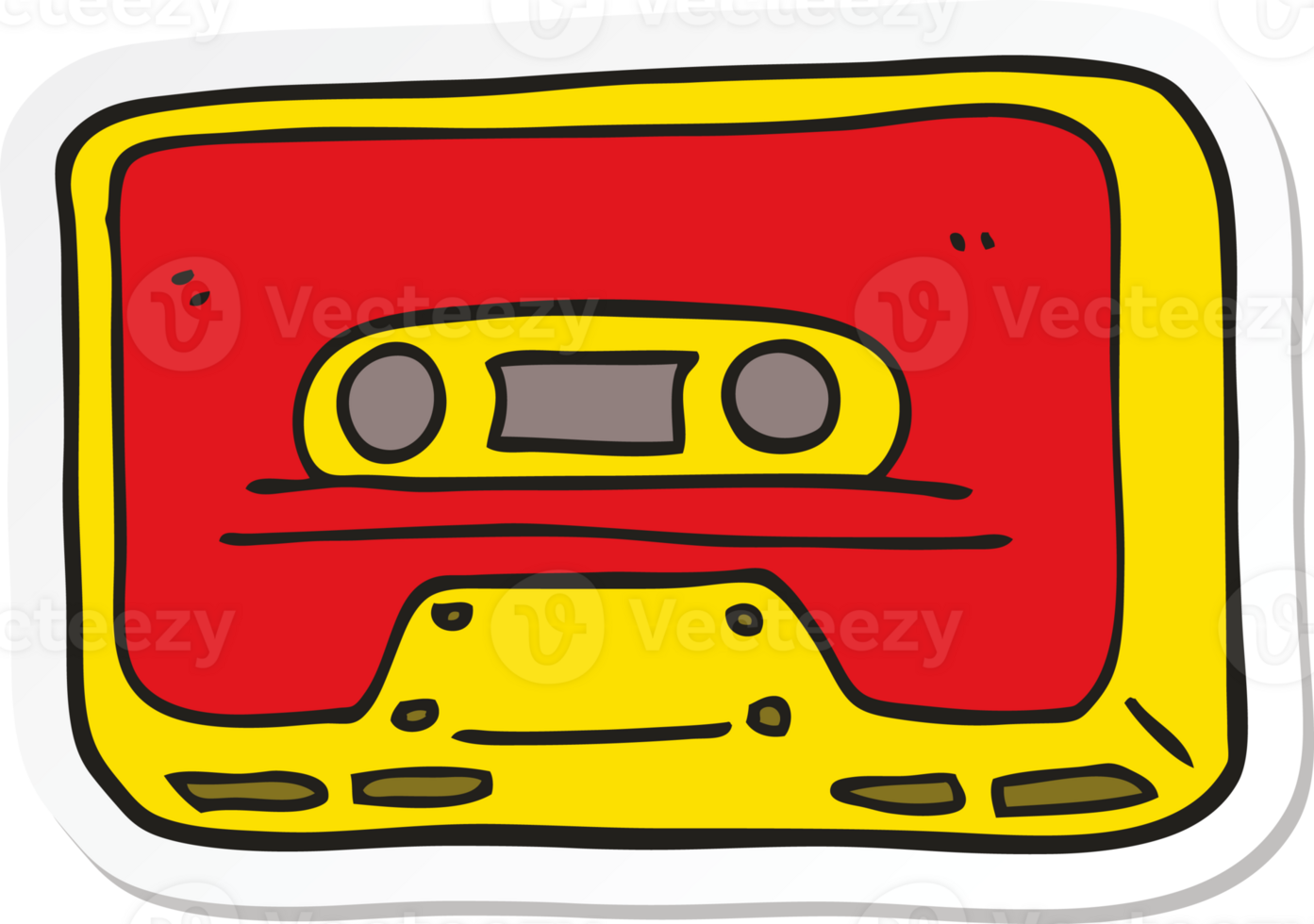 sticker of a cartoon old tape cassette png