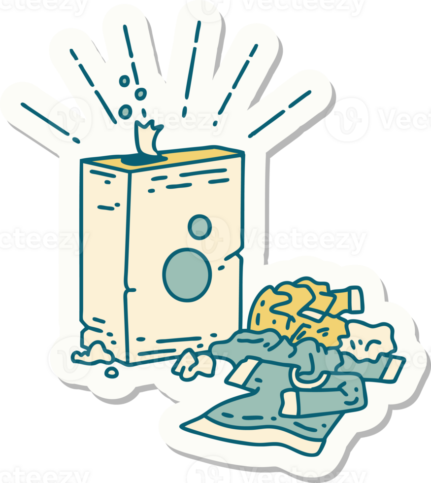 sticker of a tattoo style detergent and pile of clothes png