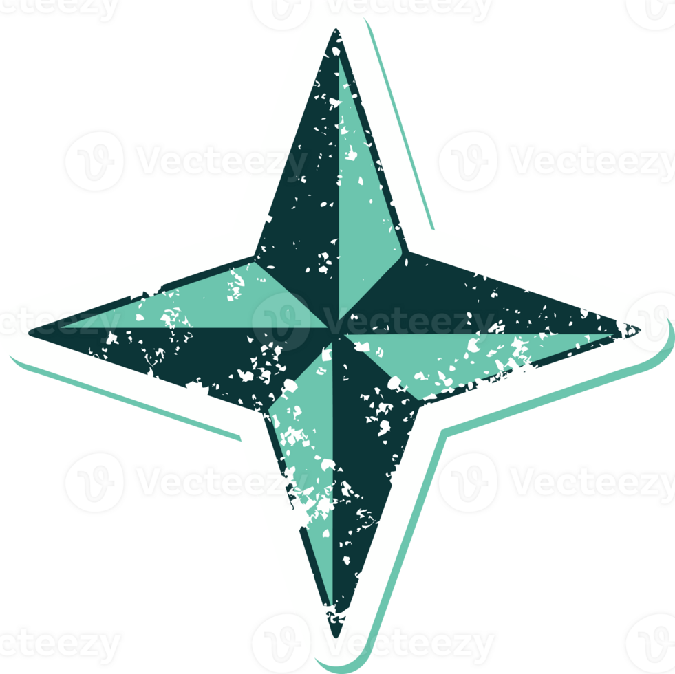 iconic distressed sticker tattoo style image of a star symbol png