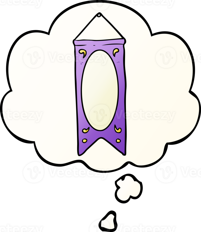 cartoon regal banner with thought bubble in smooth gradient style png