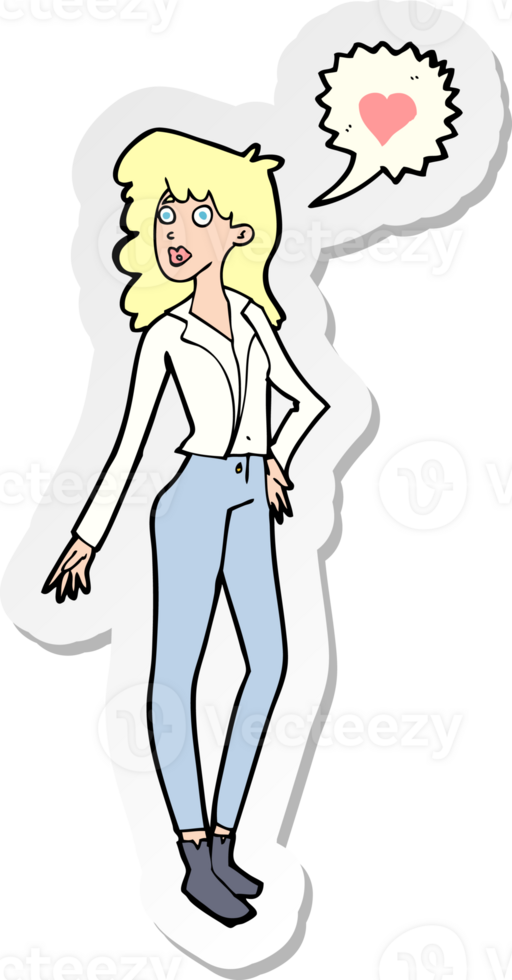 sticker of a cartoon woman in love png