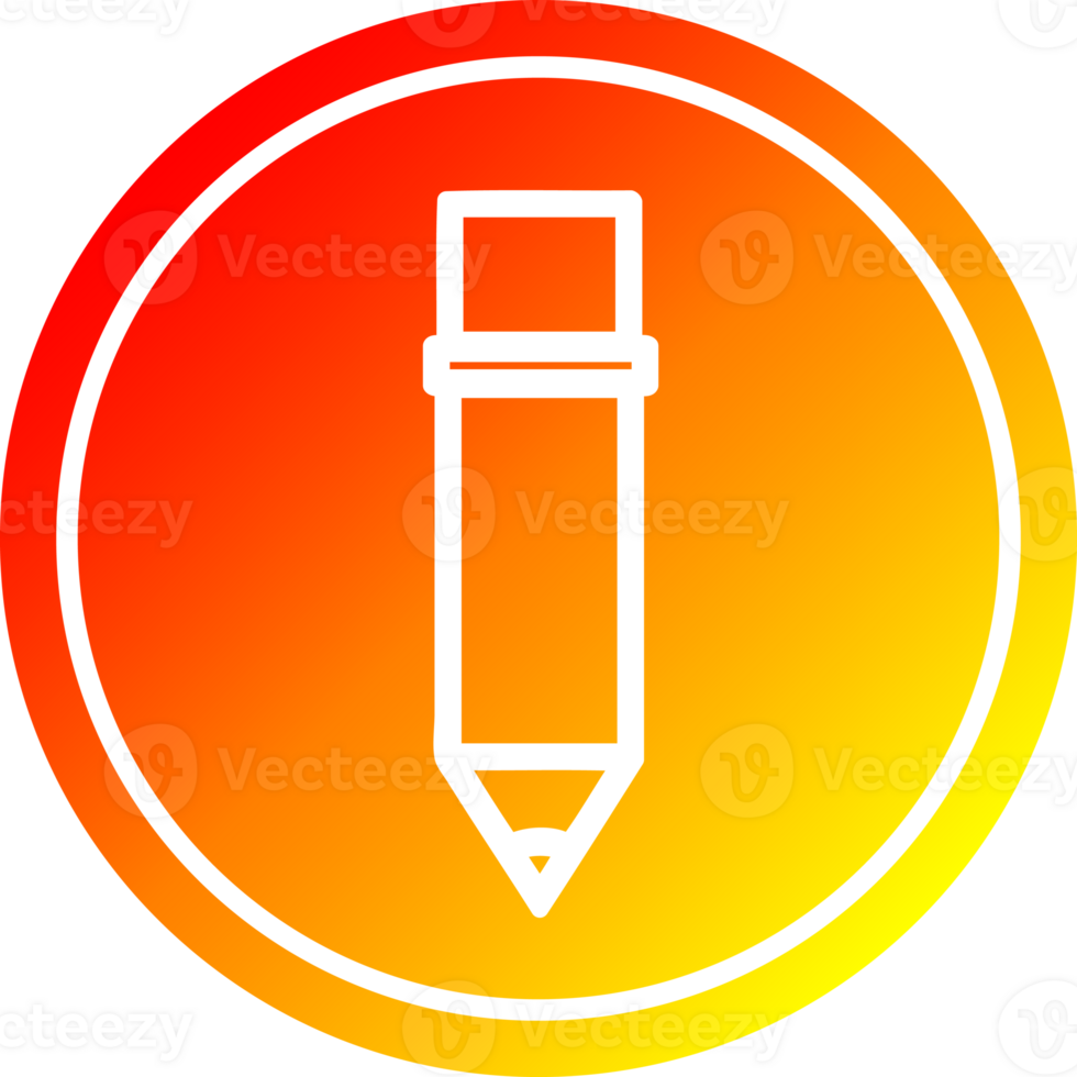 simple pencil circular icon with warm gradient finish png