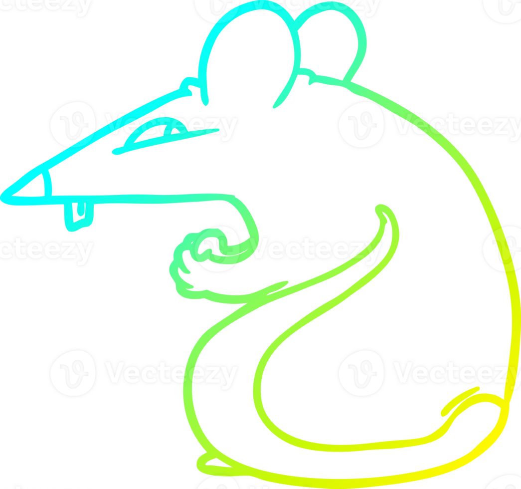 cold gradient line drawing of a sly cartoon rat png