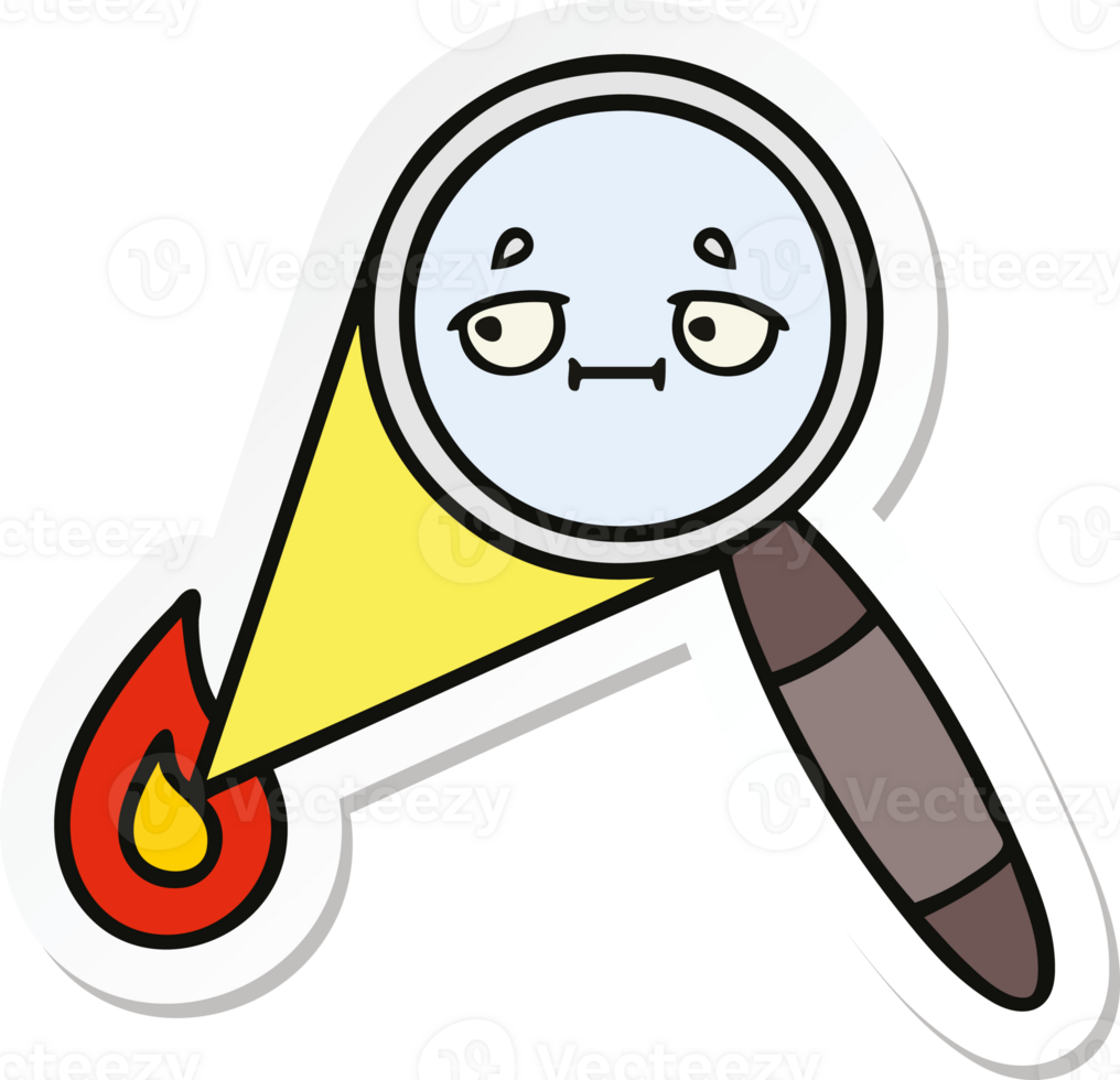 sticker of a cute cartoon magnifying glass png