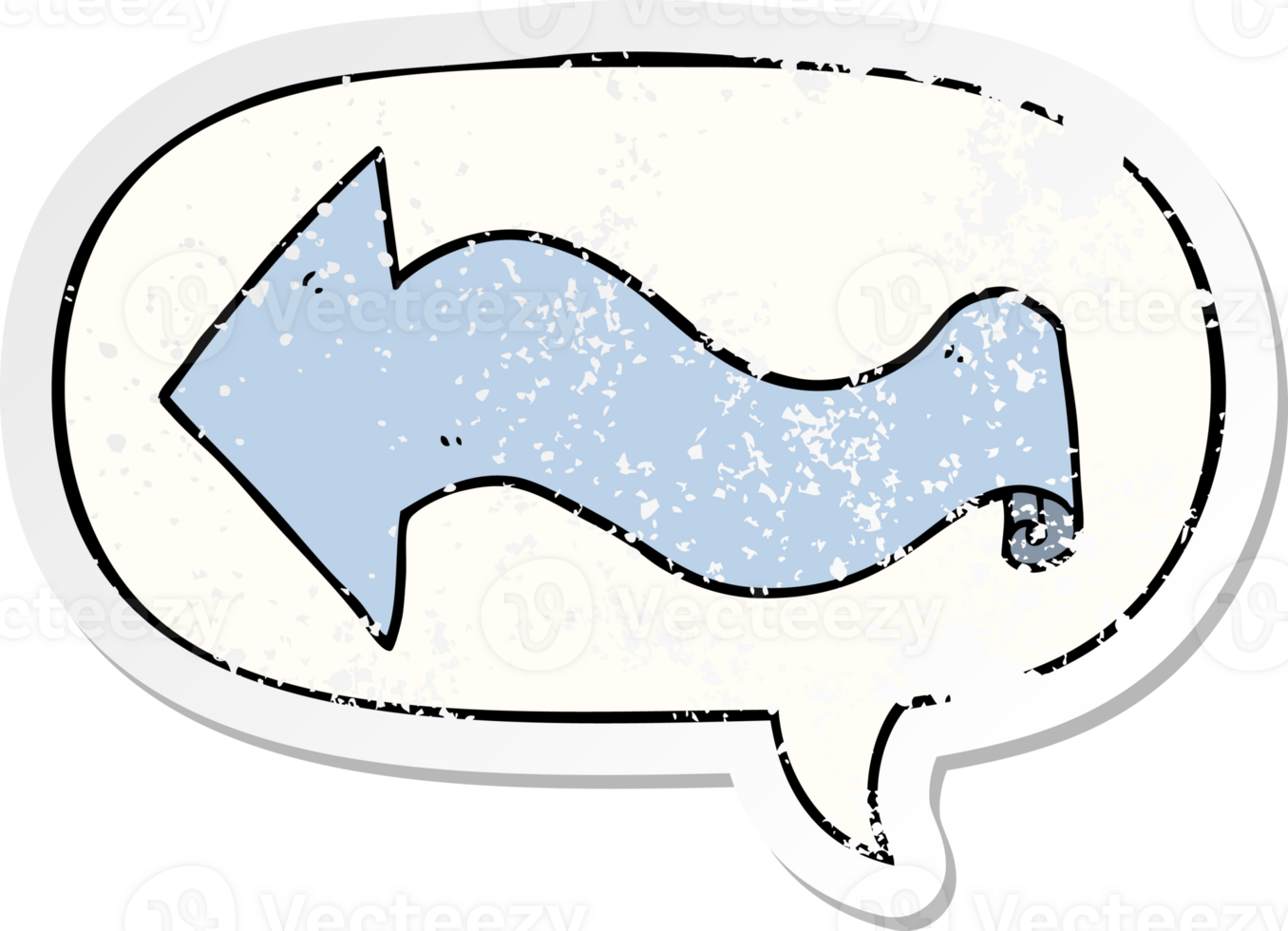 cartoon arrow with speech bubble distressed distressed old sticker png