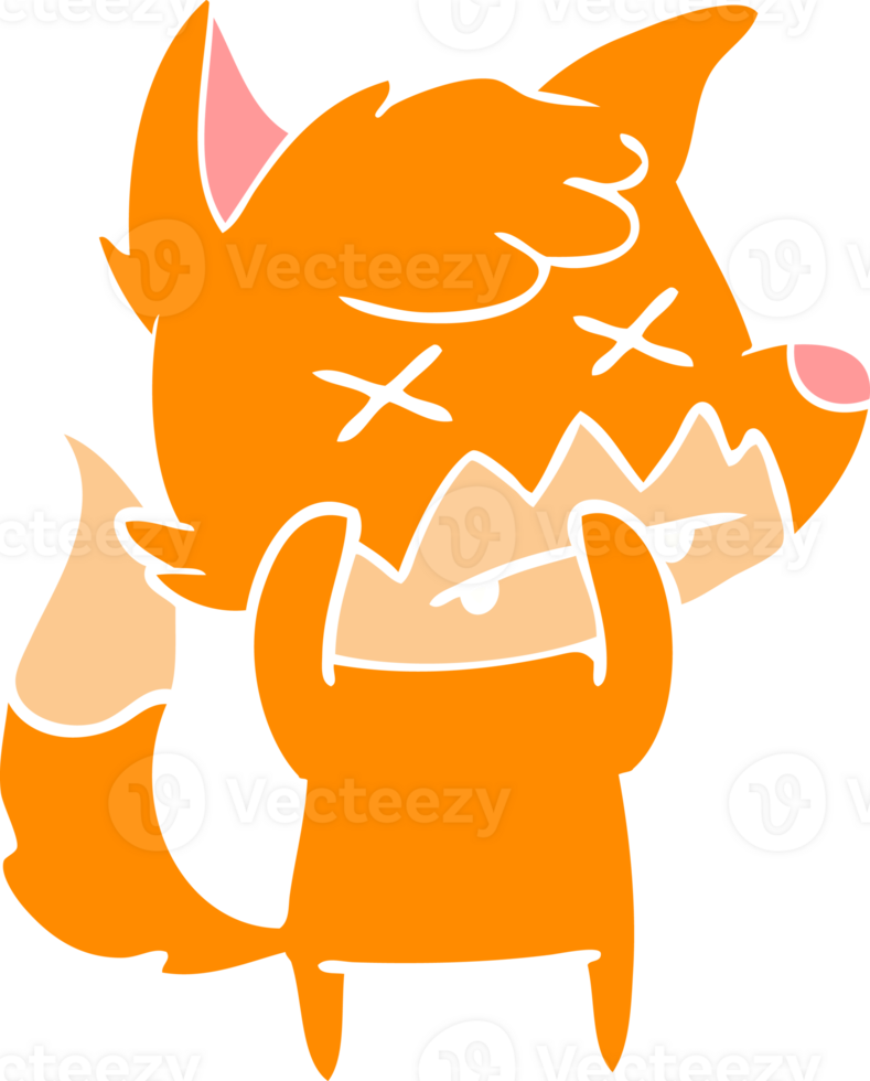 flat color style cartoon dead fox png