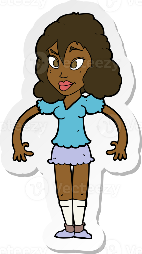 sticker of a cartoon pretty woman png