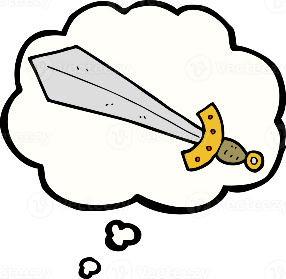cartoon sword with thought bubble png