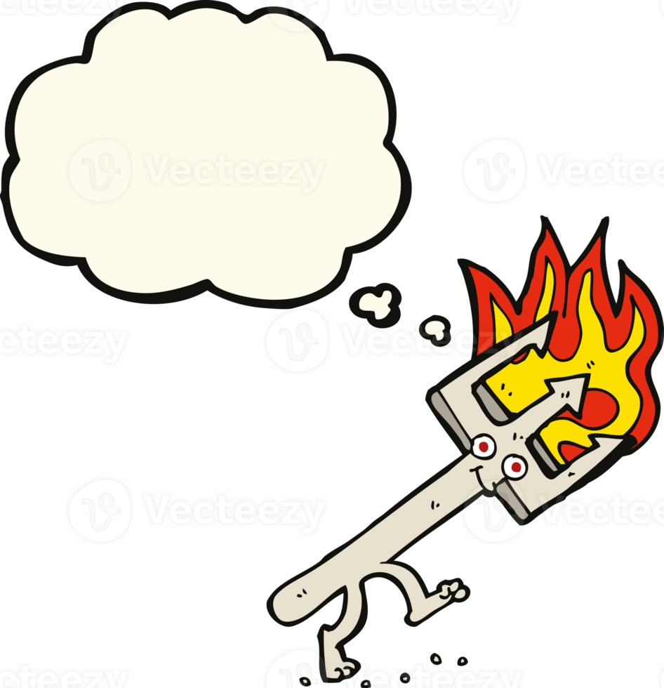 cartoon devil fork with thought bubble png