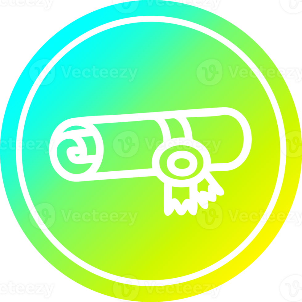 diploma certificate circular icon with cool gradient finish png