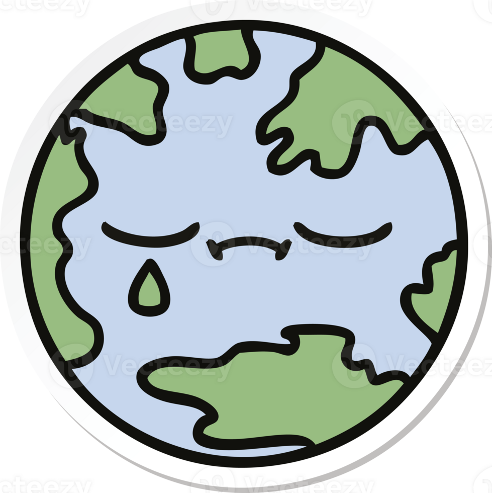 sticker of a cute cartoon planet earth png