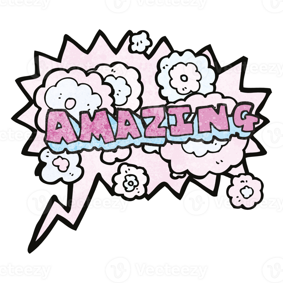 hand drawn texture speech bubble cartoon amazing word png