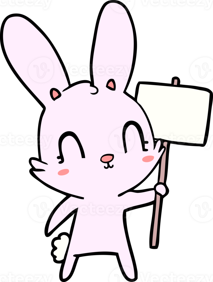 cute cartoon rabbit with sign png