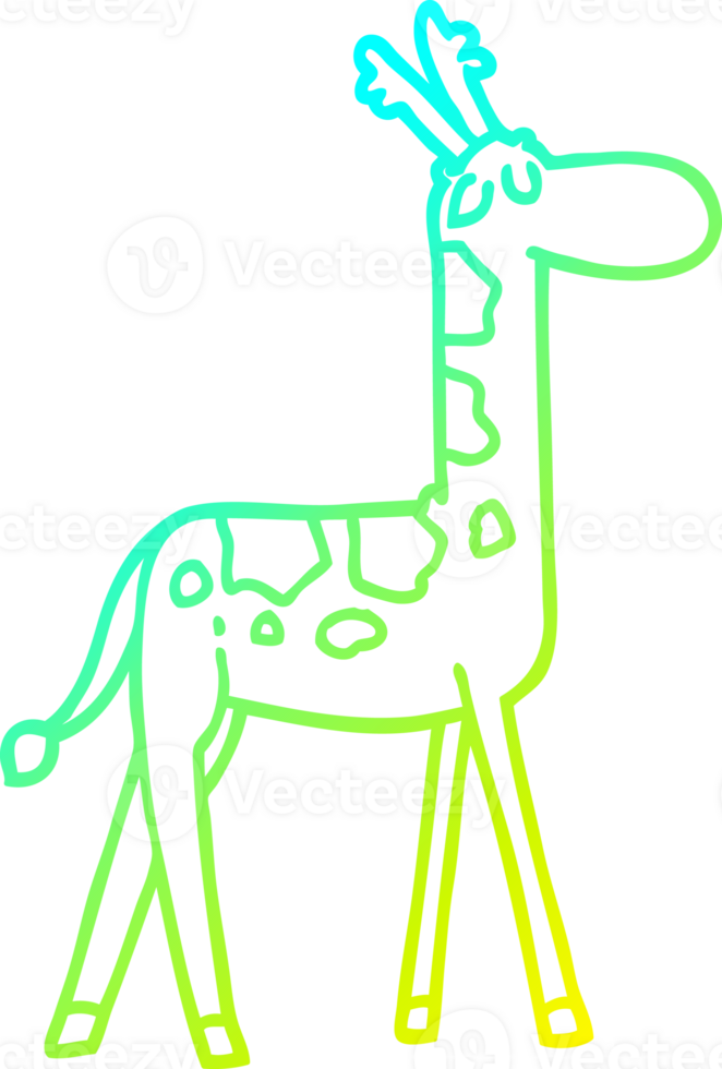 cold gradient line drawing of a cartoon funny giraffe png
