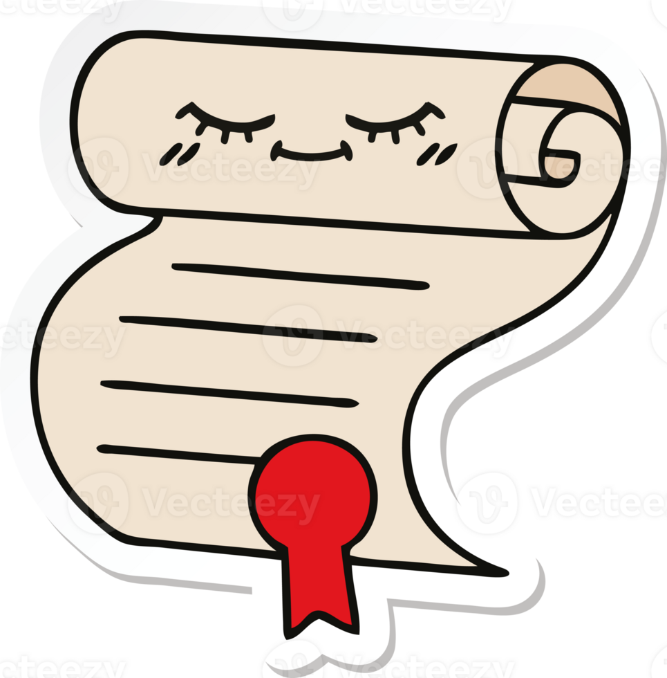 sticker of a cute cartoon contract png