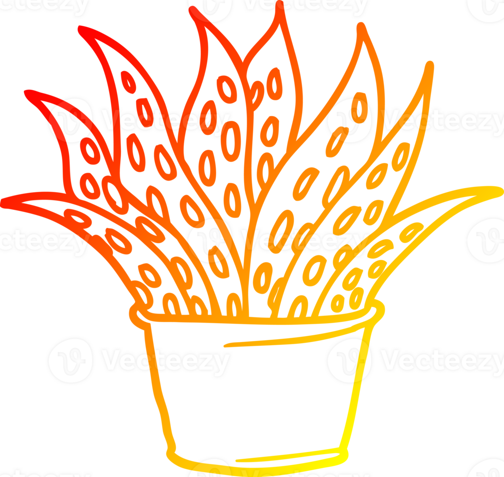 warm gradient line drawing of a cartoon house plant png