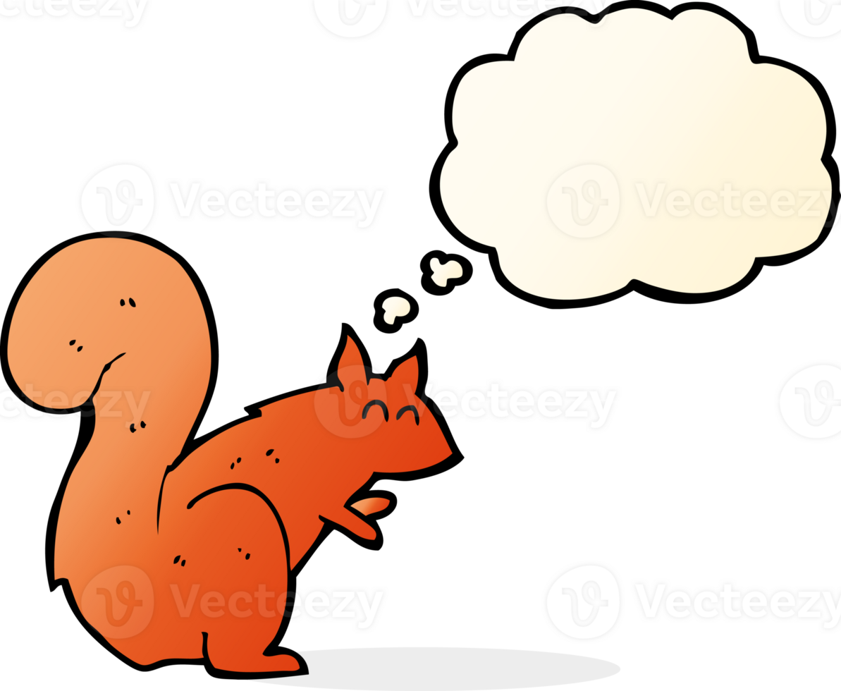 cartoon red squirrel with thought bubble png