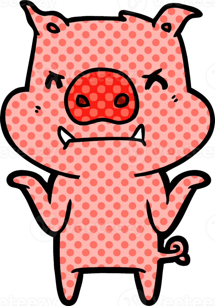 angry cartoon pig shrugging shoulders png