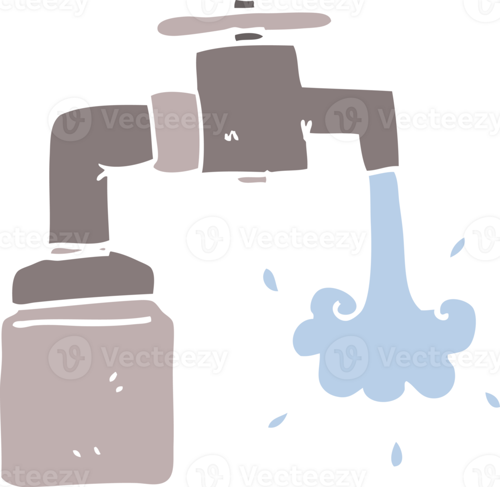 flat color illustration cartoon running faucet png