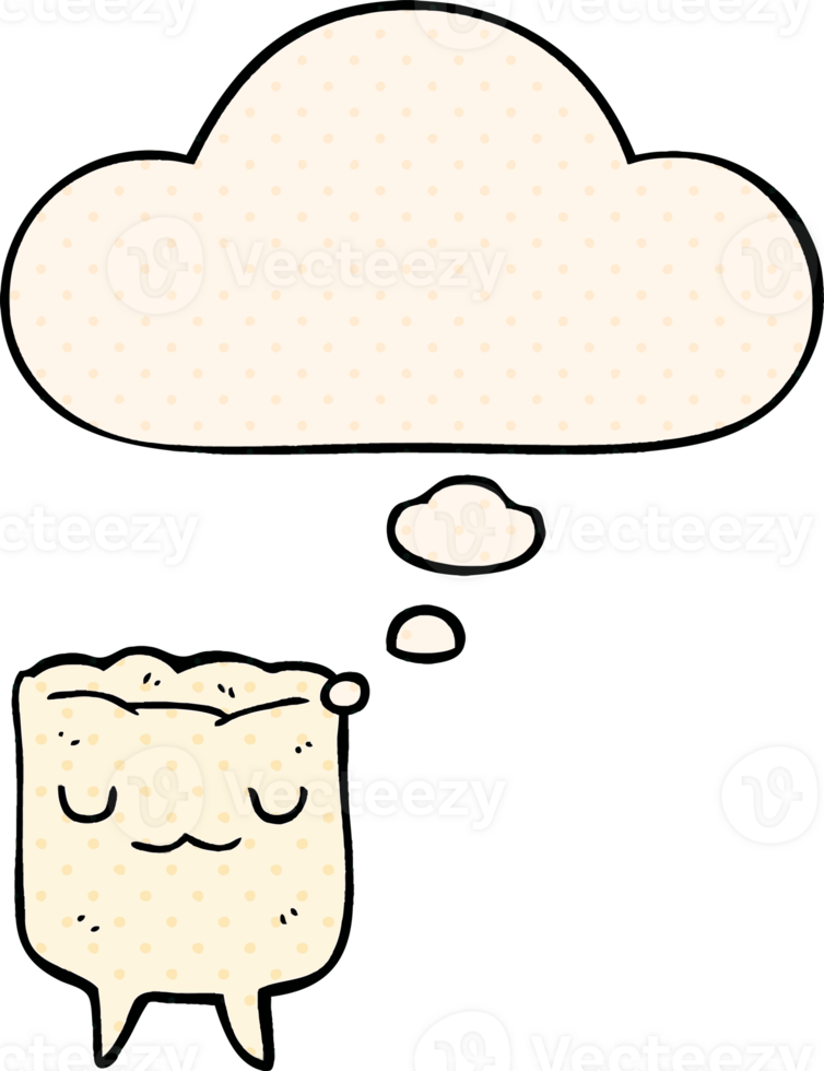 cartoon tooth with thought bubble in comic book style png
