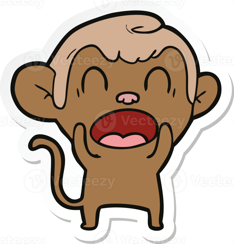 sticker of a shouting cartoon monkey png