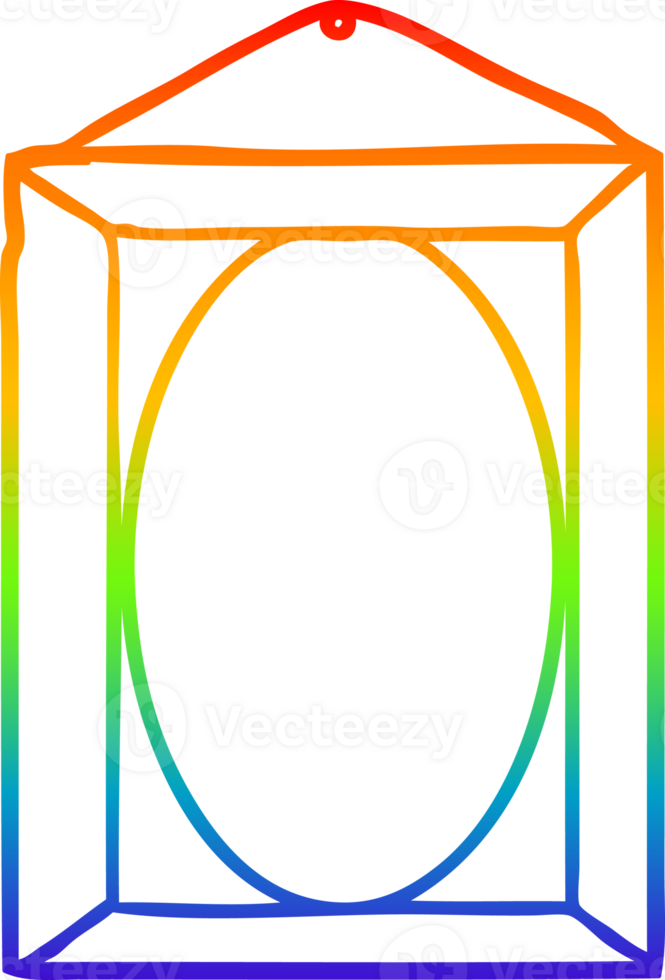 rainbow gradient line drawing of a picture frame png