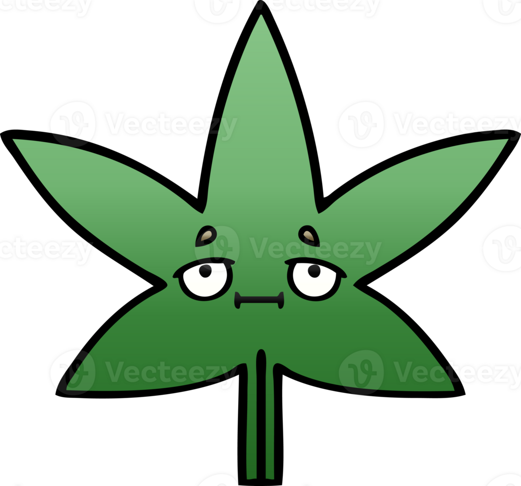 gradient shaded cartoon of a marijuana leaf png