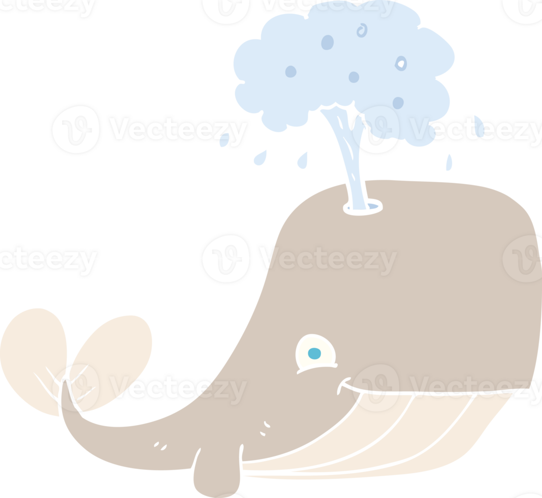 flat color illustration of whale spouting water png