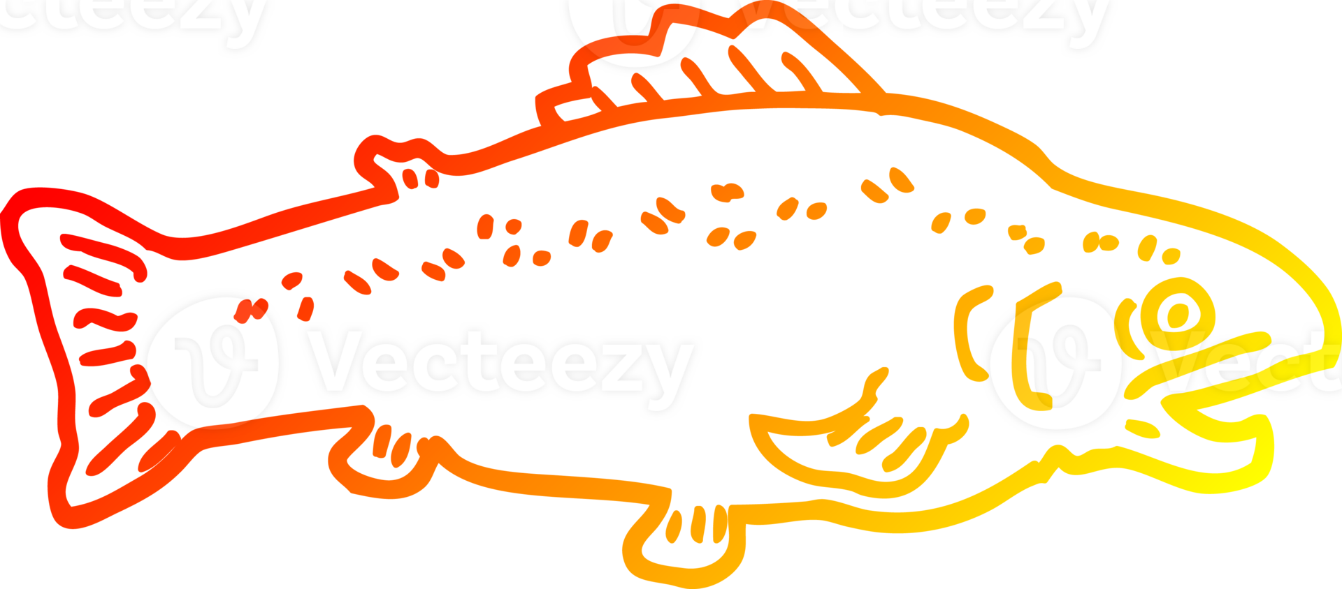 warm gradient line drawing of a cartoon large fish png