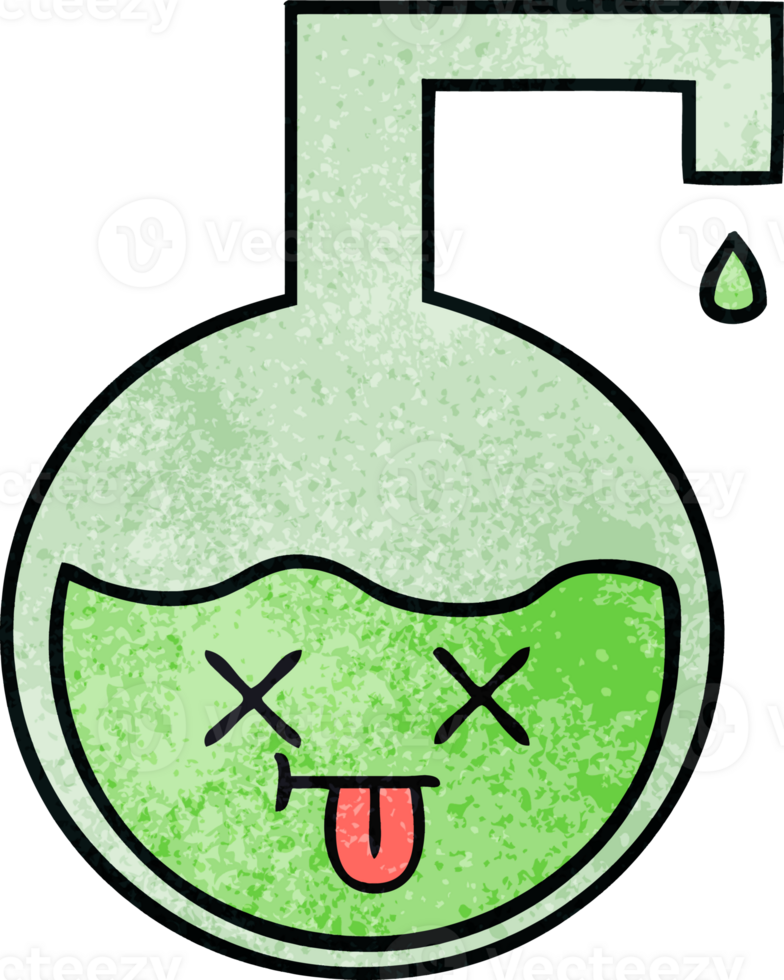 retro grunge texture cartoon of a science experiment png