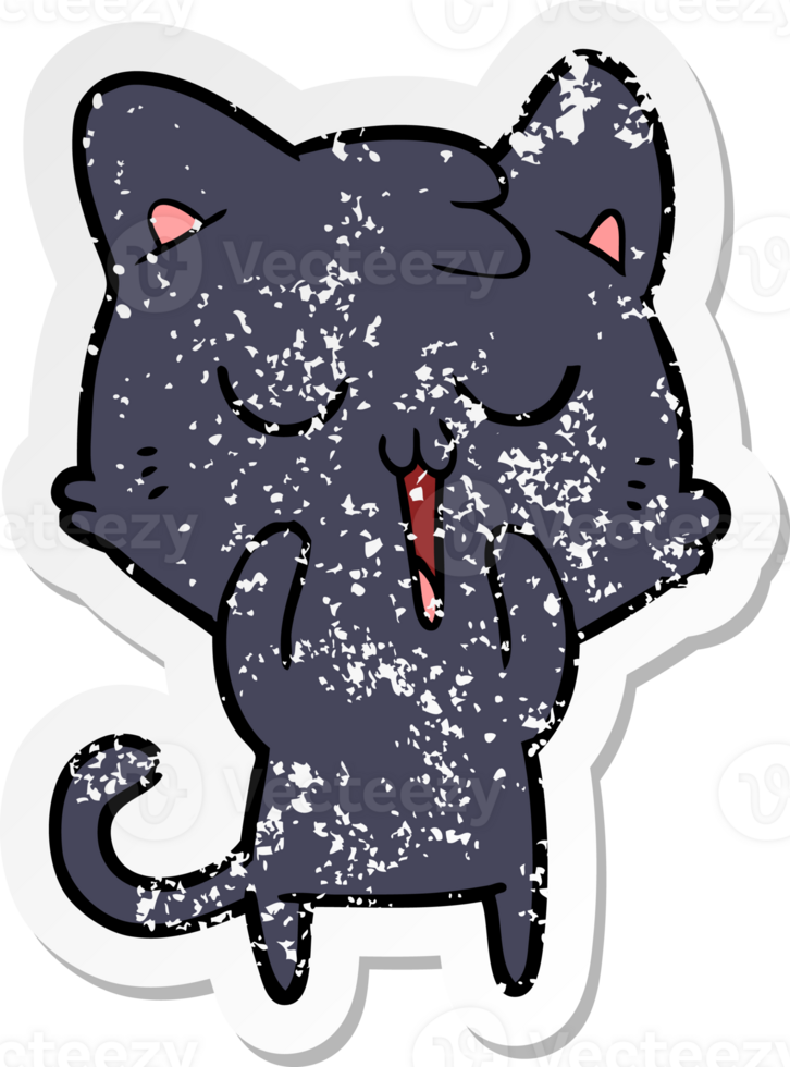 distressed sticker of a cute cartoon cat png