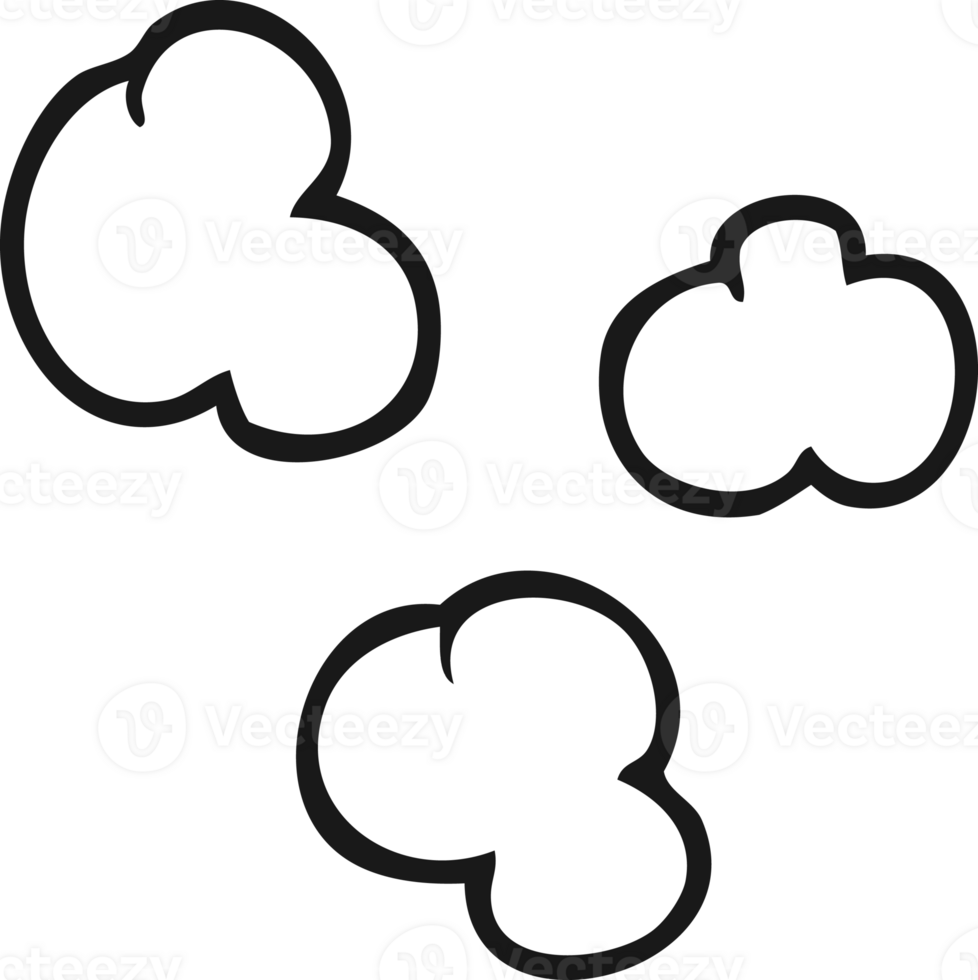 hand drawn black and white cartoon smoke clouds png