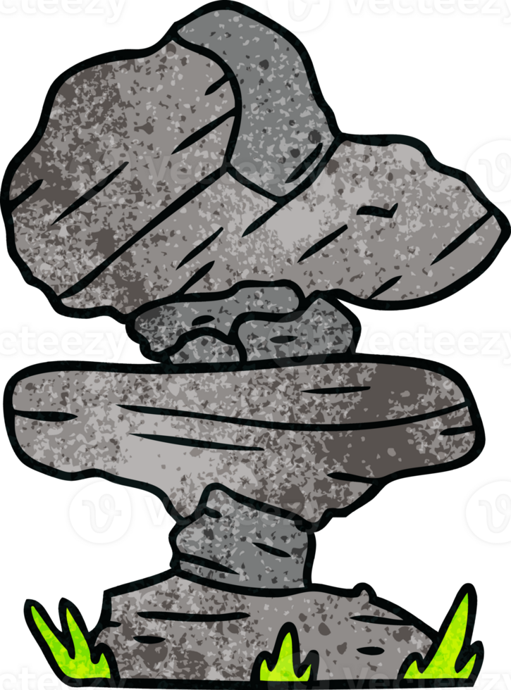 hand drawn textured cartoon doodle of grey stone boulder png