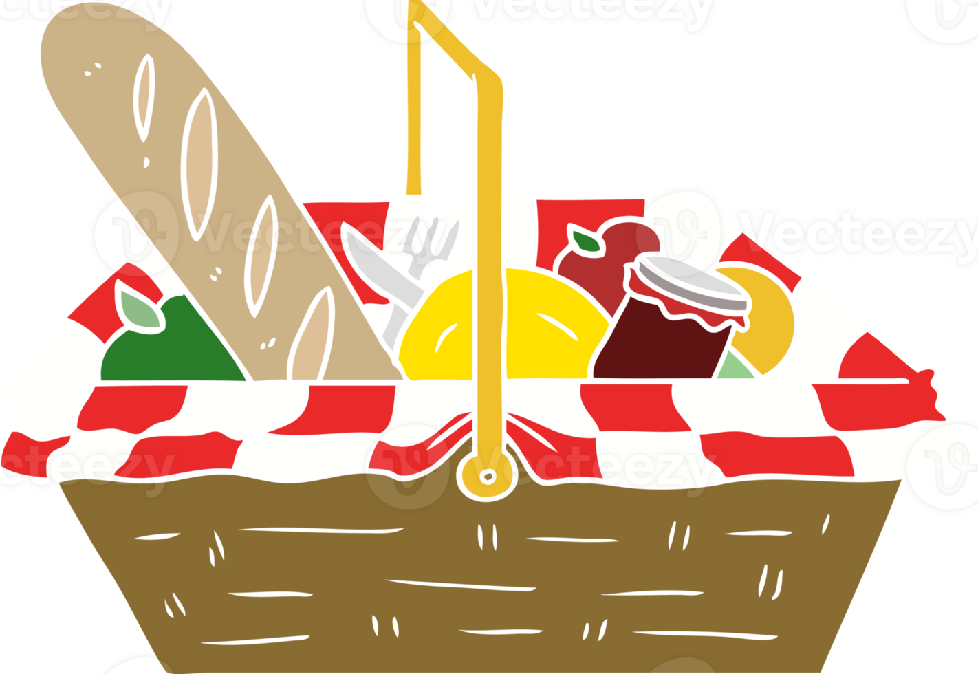 flat color style cartoon picnic basket png
