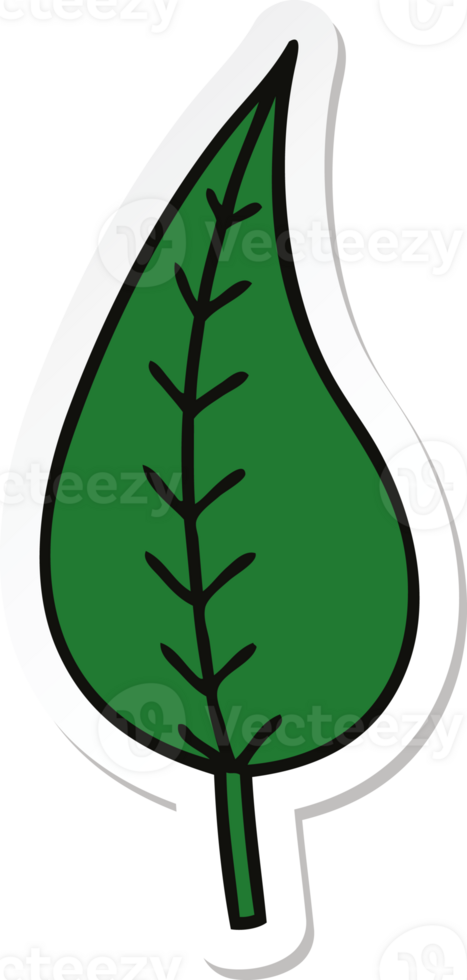 sticker of a cute cartoon green leaf png